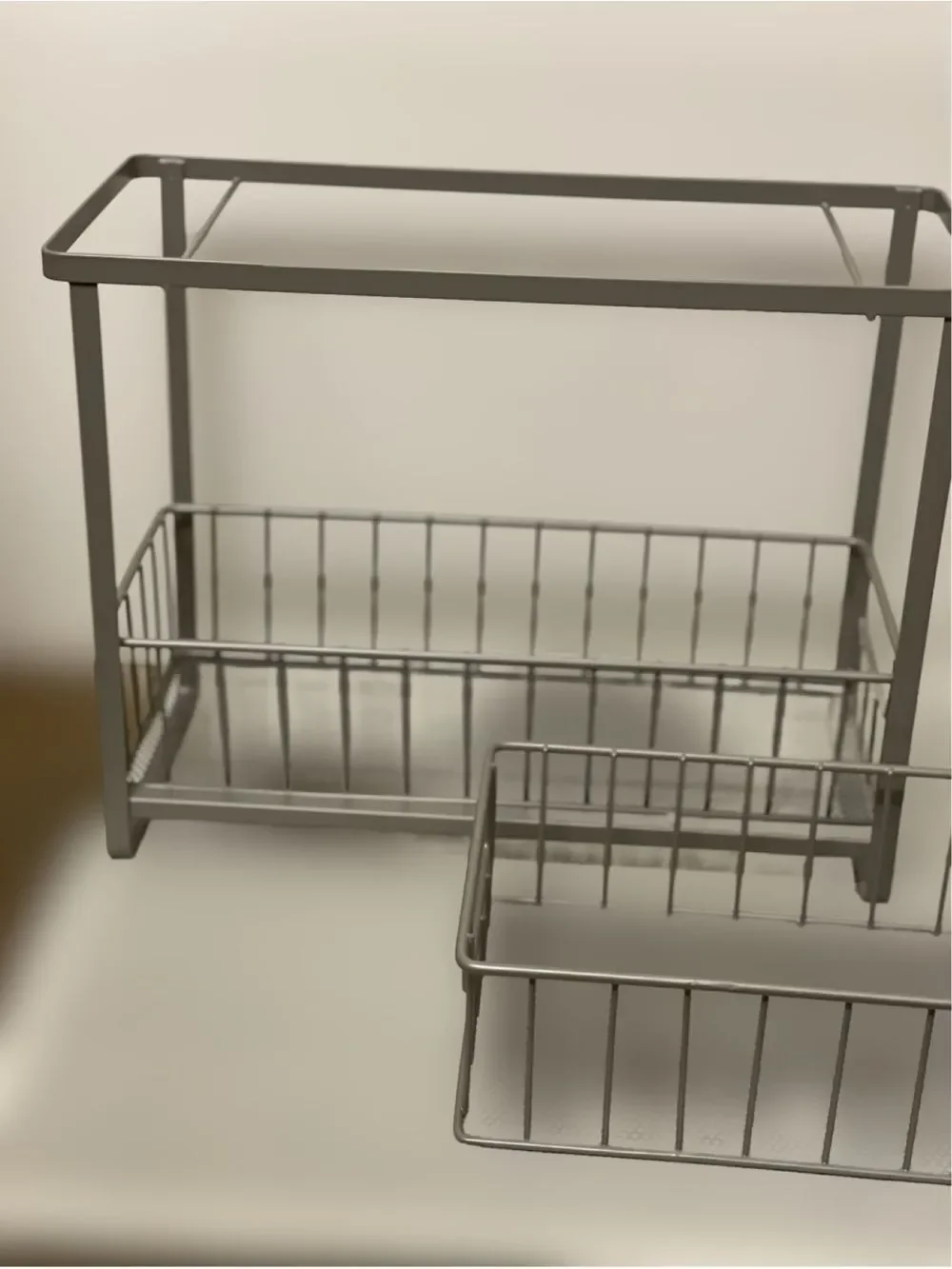 Brightroom Two-Tier Metal Storage Basket Shelf in Gray - Maximize Storage Space
